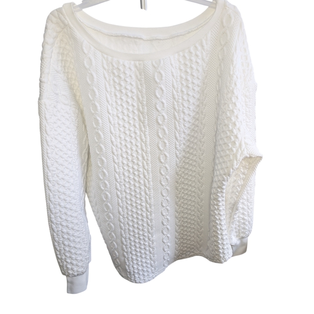 White Textured Cable Knit Sweater Minimalist Capsule Wardrobe - Picture 8 of 9